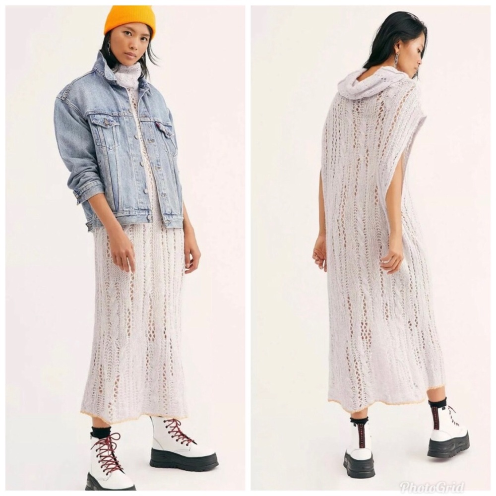 Free People Pirouette Cowl Neck Knit Oversize Cozy Long Layering Sweater XL
